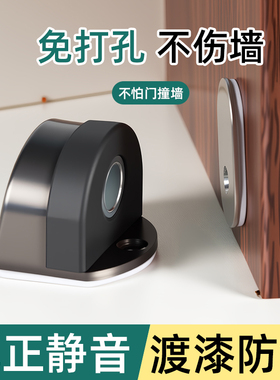 强磁地吸不锈钢木门卫生间卧室防撞新款橡胶免打孔枪灰黑色门碰器