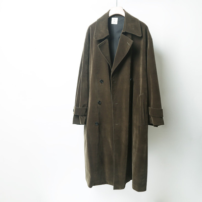 中长款大衣丝绒日系复古休闲翻领