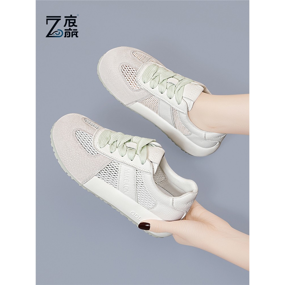 莆田纯原休闲运动透气网面夏季薄款跑步华夫网鞋老爹板鞋黄色阿甘