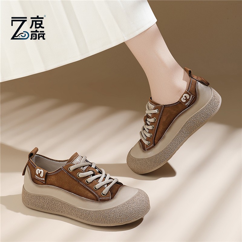 莆田纯原真皮运动板鞋女2025年春夏季新款百搭休闲防滑旅游鞋轻便