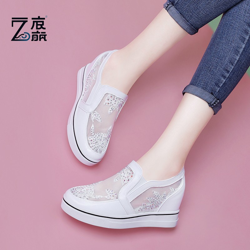 莆田纯原网鞋女鞋2025年新款春夏百搭一脚蹬透气网面运动休闲内增