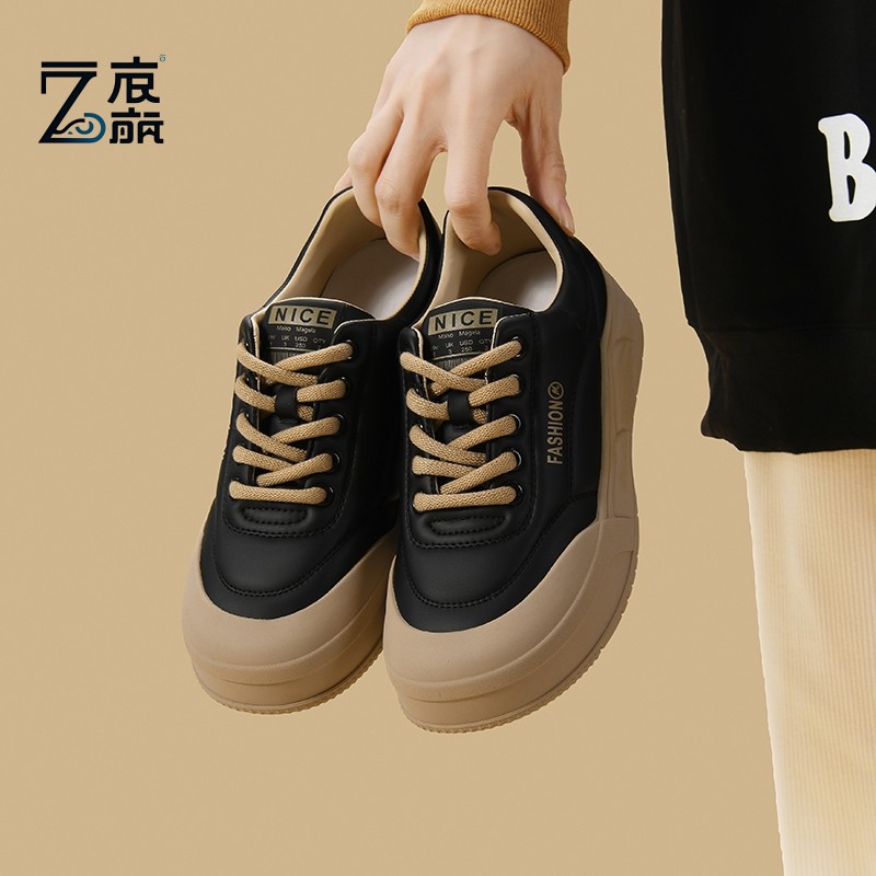 莆田纯原2025新款秋冬季真皮厚底平跟女鞋舒适板鞋软底休闲轻便防