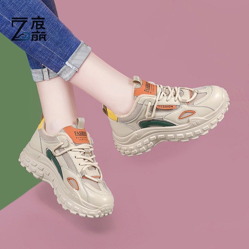 莆田纯原潮牌2025新款老爹鞋厚底复古百搭显脚小女鞋秋季百搭休闲