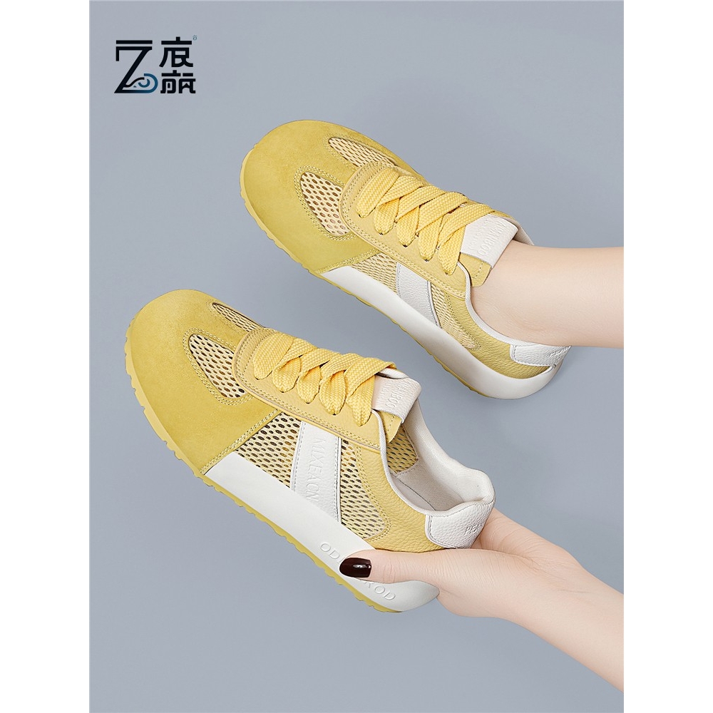 莆田纯原真皮网面透气厚底百搭小白鞋夏女老爹鞋2025春季新款运动