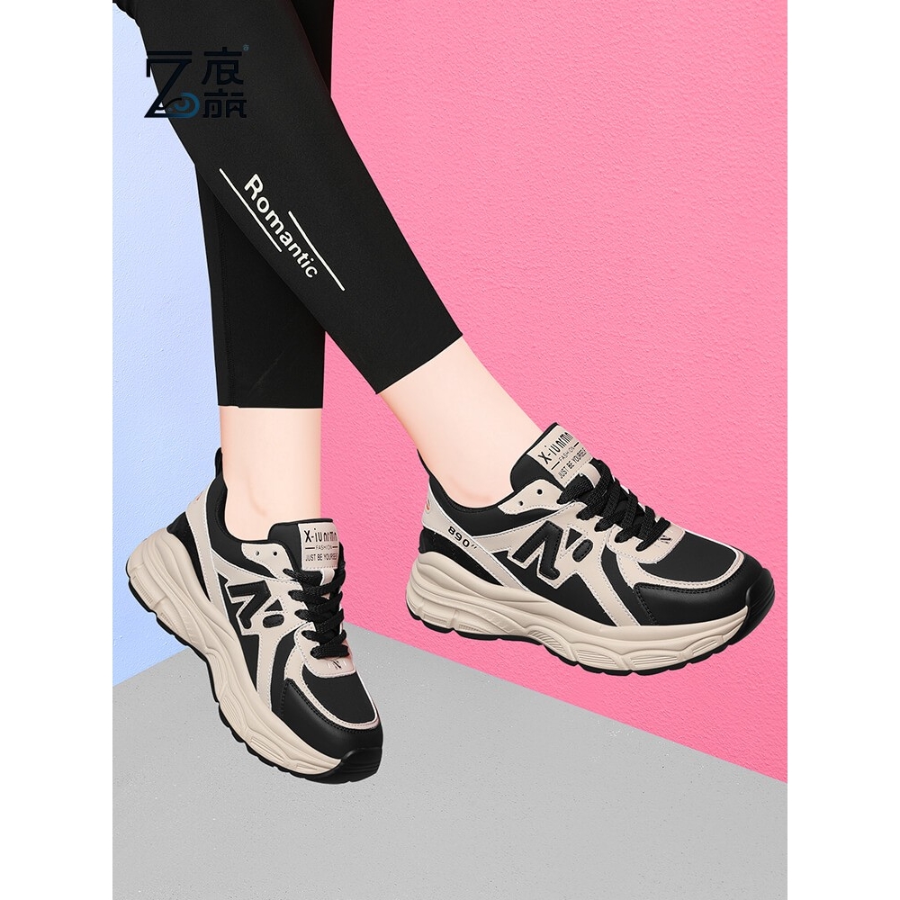 莆田纯原真皮运动鞋休闲女鞋2025春夏新款轻便软底休闲厚底皮面旅