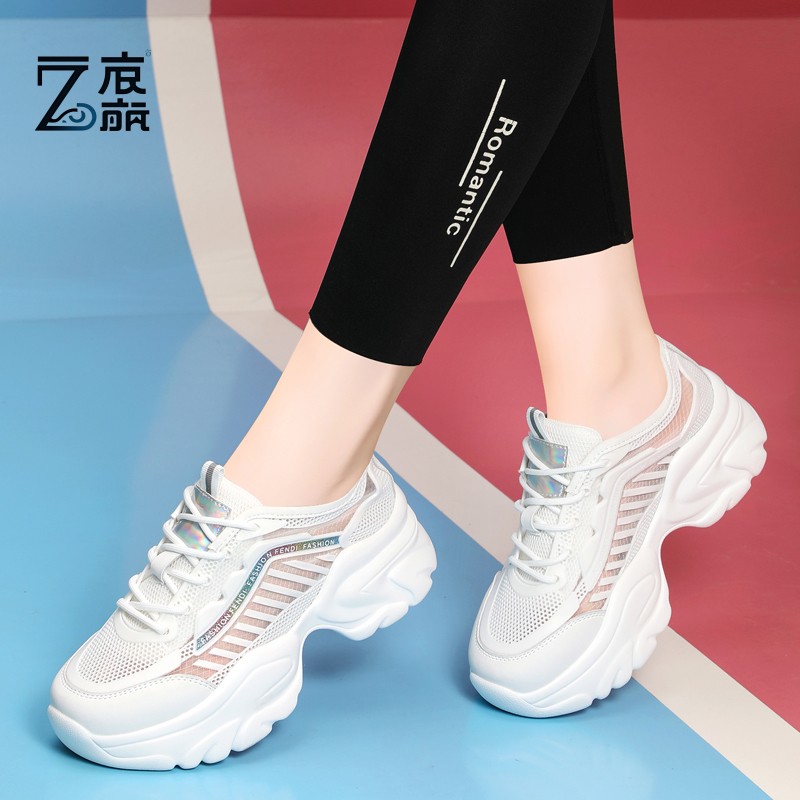莆田纯原2025轻巧新款夏季小清新女鞋休闲运动鞋百搭单网透气网面