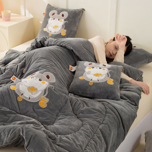 鼠你有钱A类加厚婴儿绒抱枕被子