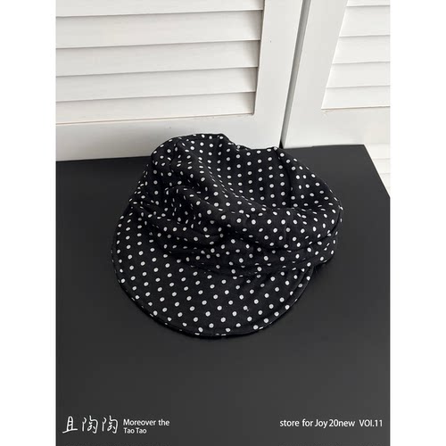 韩系波点报童帽女春秋显脸小时尚
