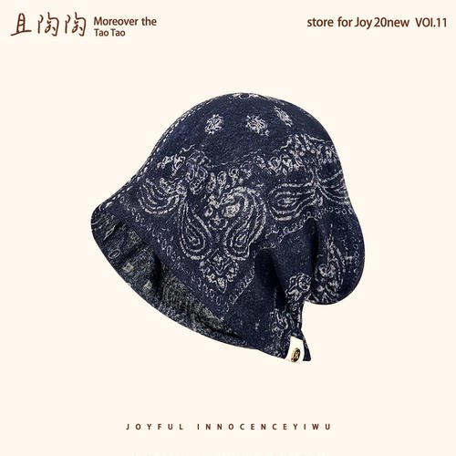 复古腰果花包头帽女春夏透气薄款