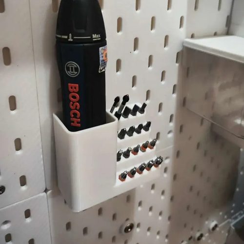 电动螺丝刀架批头收纳适用于宜家SKADIS洞洞板配件可改方孔圆孔