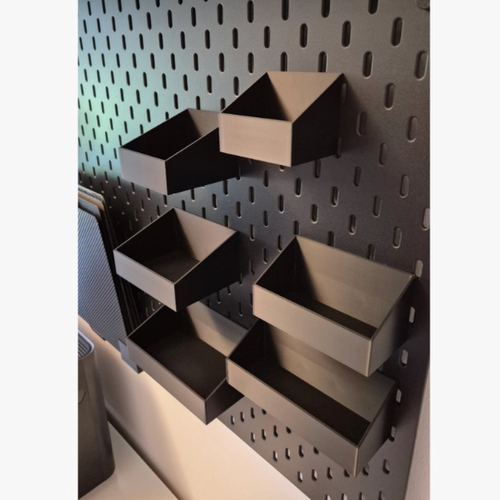 6种尺寸倾斜式收纳盒适用宜家SKADIS洞洞板配件可改金属方孔圆孔