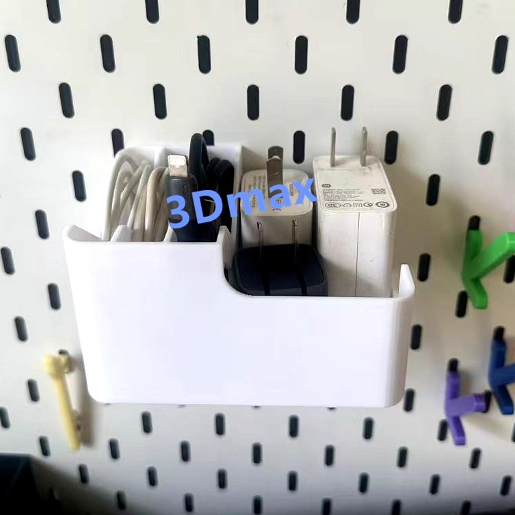 多仓充电头数据线一体收纳适用宜家SKADIS斯考迪斯圆孔洞洞板配件