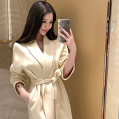 「少量现货」韩雨嘉羊毛双面呢外套女秋冬高级感收腰中长款 大衣