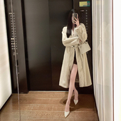 「现货」韩雨嘉环保水貂毛外套女冬v领高级感中长款 开衫 毛绒上衣