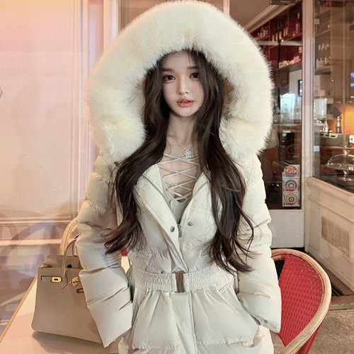 90白鸭绒连帽可拆卸毛领羽绒服