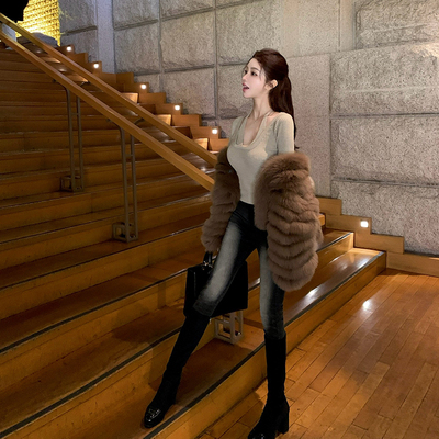 加绒水洗磨白小脚牛仔裤