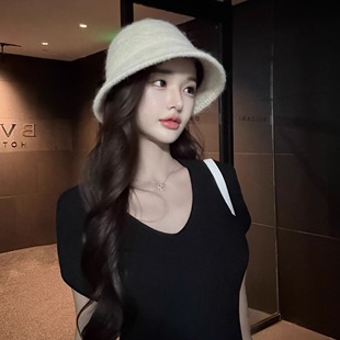 韩雨嘉【花纱编织工艺】奶白色毛线针织渔夫帽百搭立体帽型显脸小