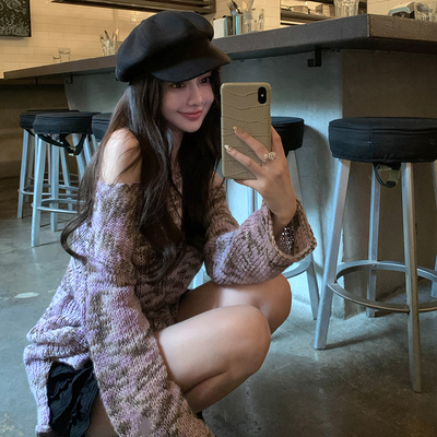 韩雨嘉毛呢八角帽女百搭