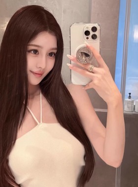 韩雨嘉【娇贵少女】纯手工编织挂脖系带针织抹胸秋冬季内搭打底衣