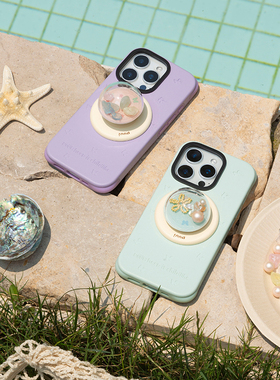 Puui原创适用苹果16pro可爱磁吸手机壳16promax苹果15promax少女17promax春夏带磁吸支架ins风手机壳