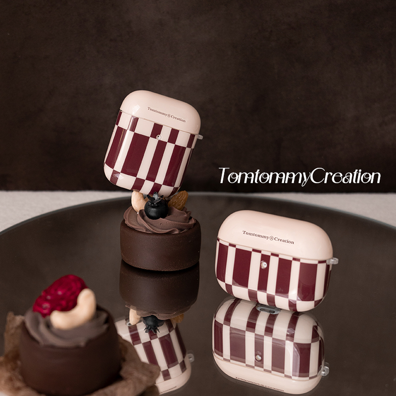 原创棋盘格纹耳机壳高级保护套