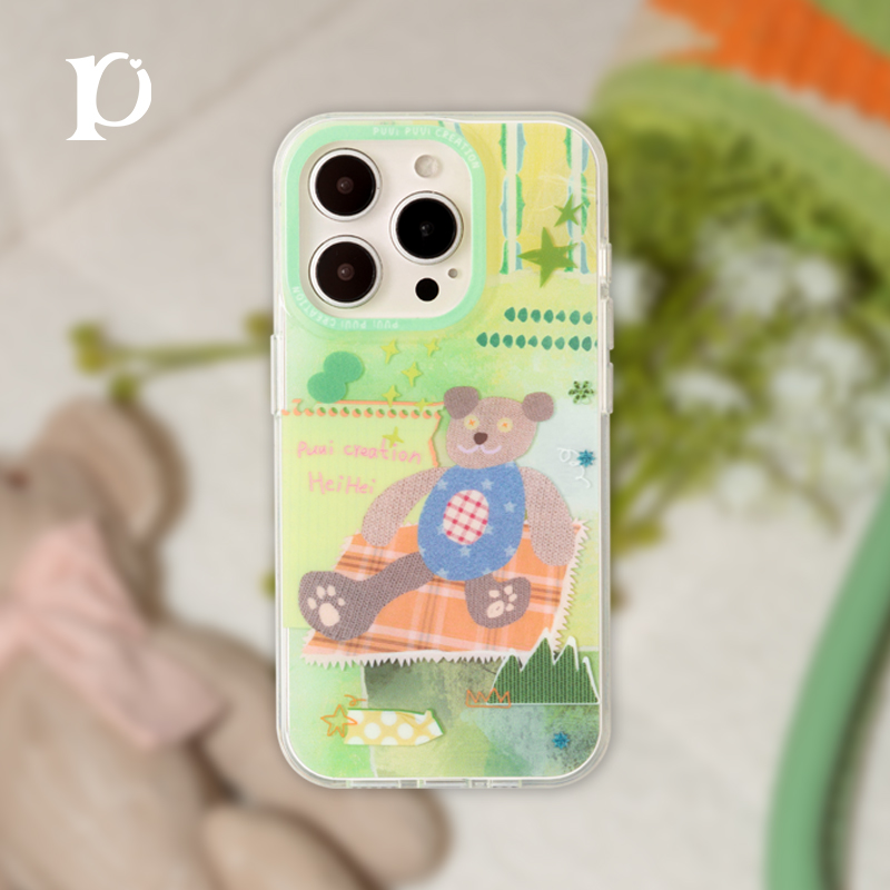 Puui原创适用苹果15pro卡通手机壳高级iphone16pro春夏可爱绿色16promax苹果15promax搞怪趣味夏日手机壳