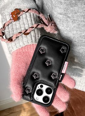 Puui原创适用苹果17pro秋冬简约黑加仑手机壳16promax皮质软糯手感16promax甜酷ins可爱15pro/17promax