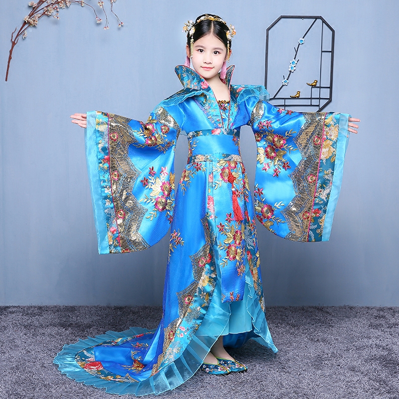 2024新款古装女童唐朝宫廷贵妃公主裙仙女拖尾亲子汉服舞蹈演出服