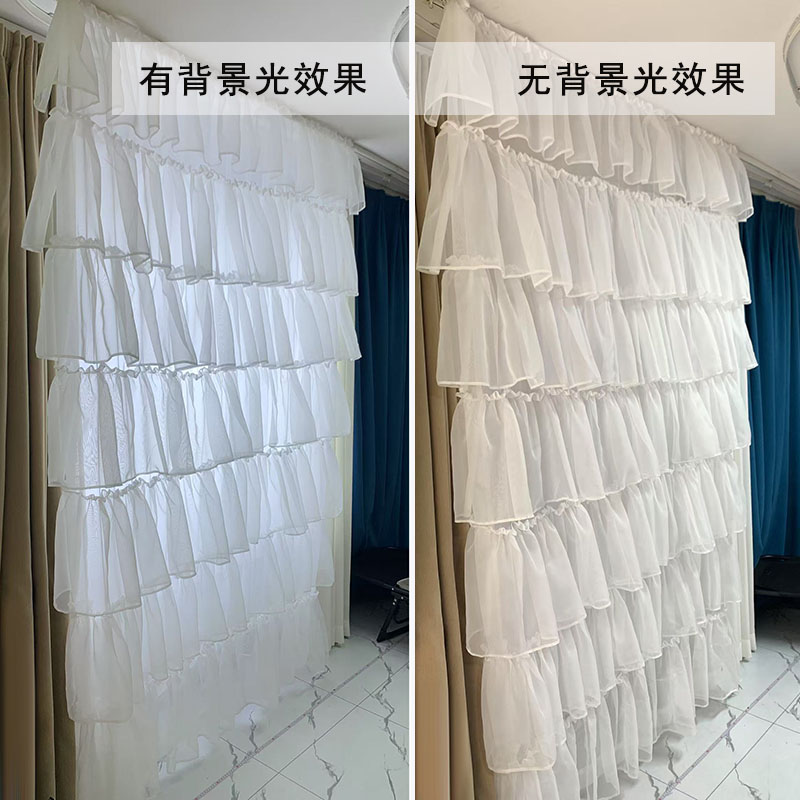 蛋糕透光纱帘公主风女孩卧室书房