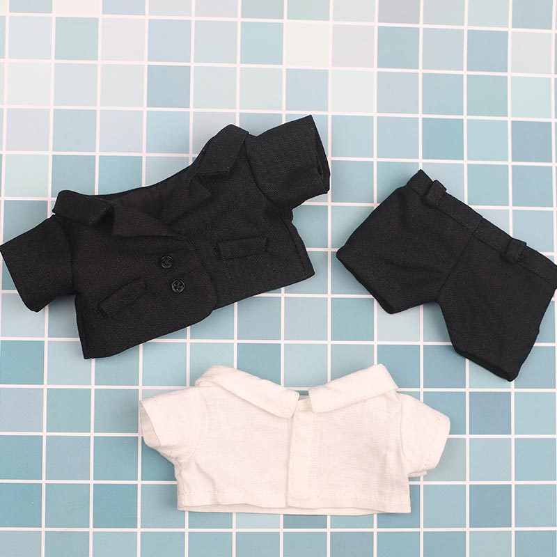 肖战同款竹石2.0淡蓝色西服衬衣西裤套装20CM 棉花娃娃用粉色西装