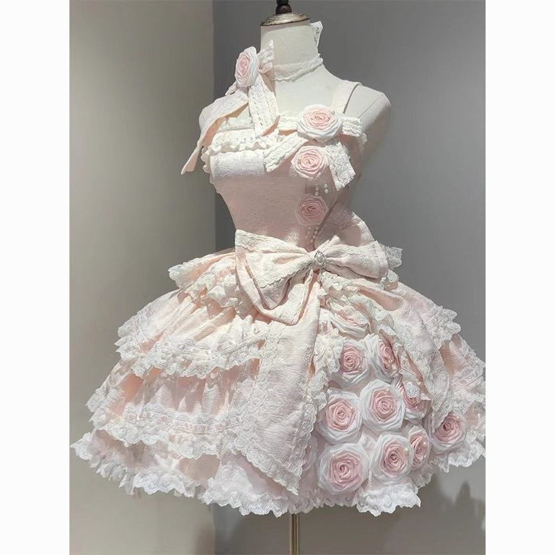粉色玫瑰小礼服洛丽塔公主裙