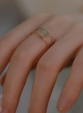 青麓.晚星*和田玉戒指珍珠ins冷淡风食指双层小众可调节跨境专供