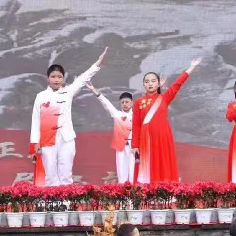 出租儿童演出服装中国风民族风服饰古筝诗歌朗诵表演服爱国合唱服