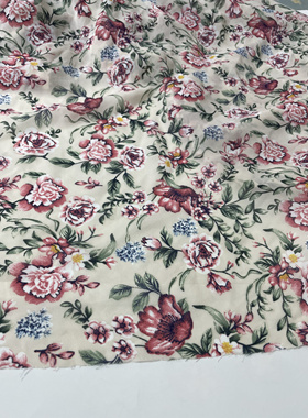 G622夏季红绿色印花透光雪纺布头柔软垂坠透气裙子上衣半身裙面料