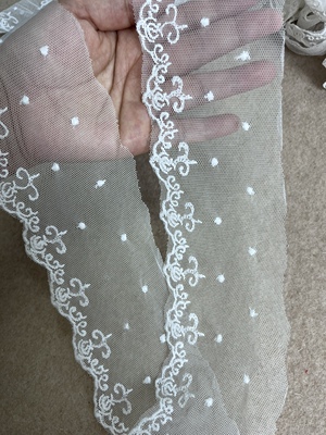 手工diy花边辅料 米白色软网纱刺绣蕾丝服装裙摆袖口娃娃洋装材料