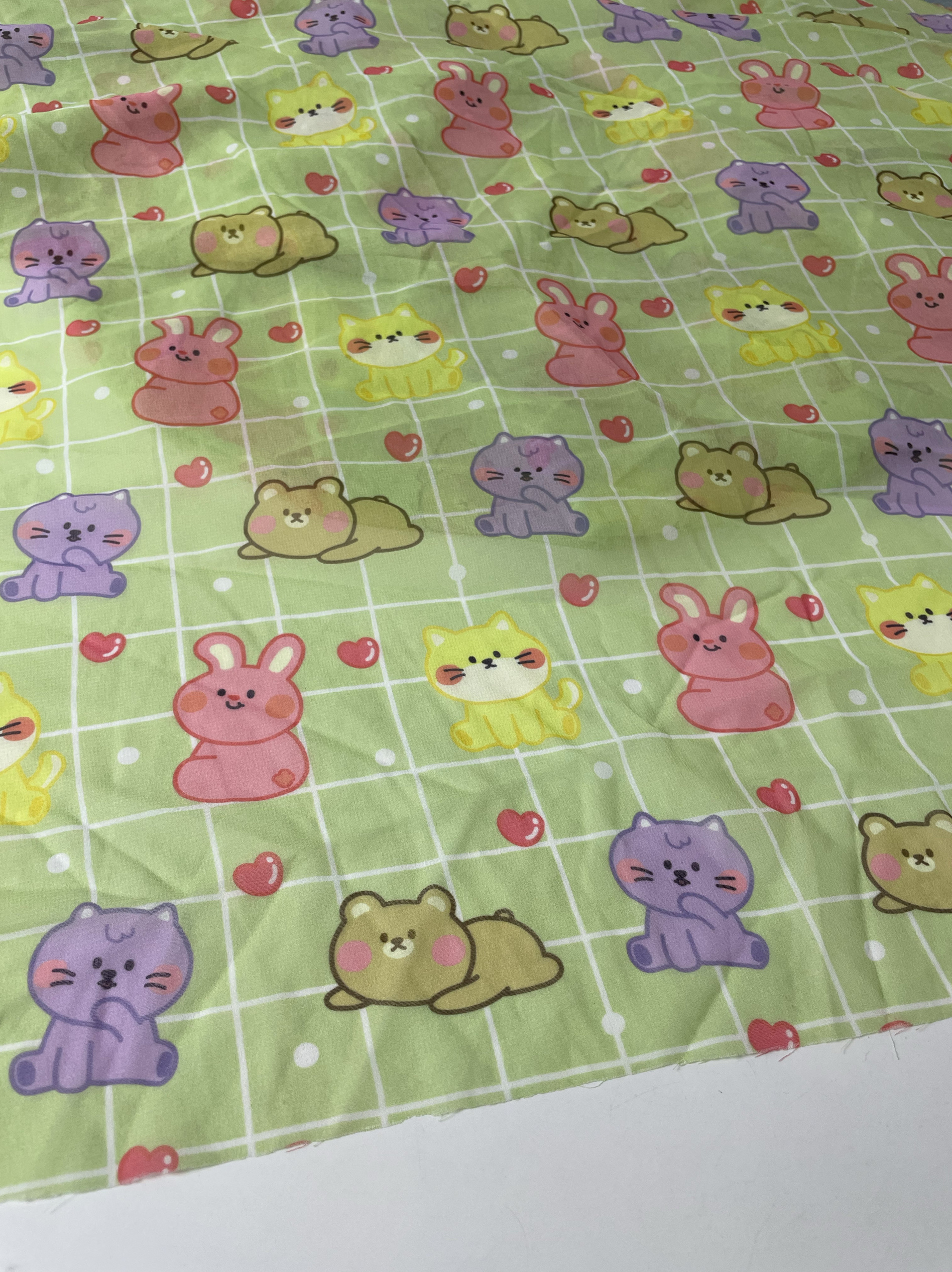 G425绿色底爱心熊定制HelloKitty小兔子宠物窝儿童小星星连衣裙