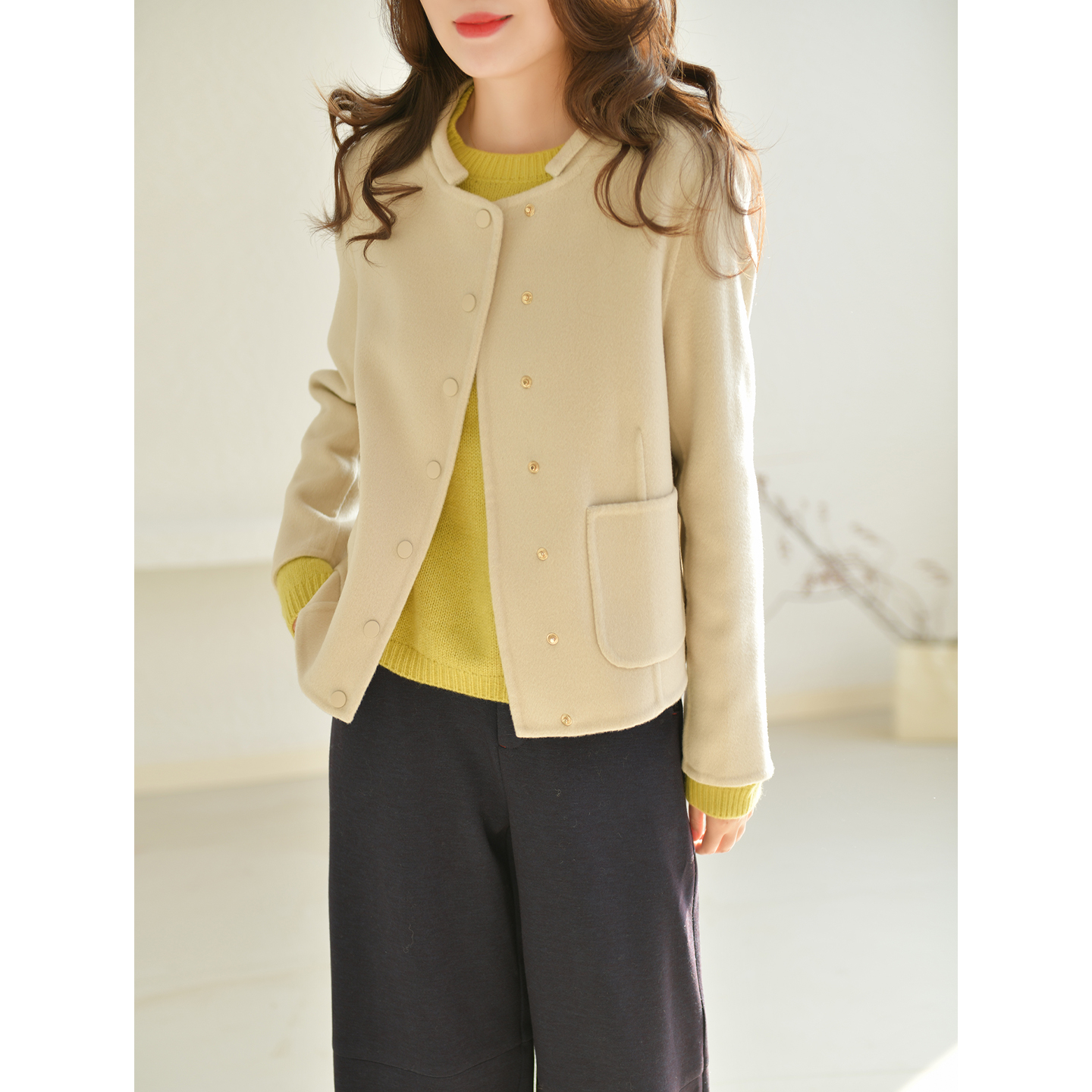 GESGOO原创设计双面羊绒短款大衣