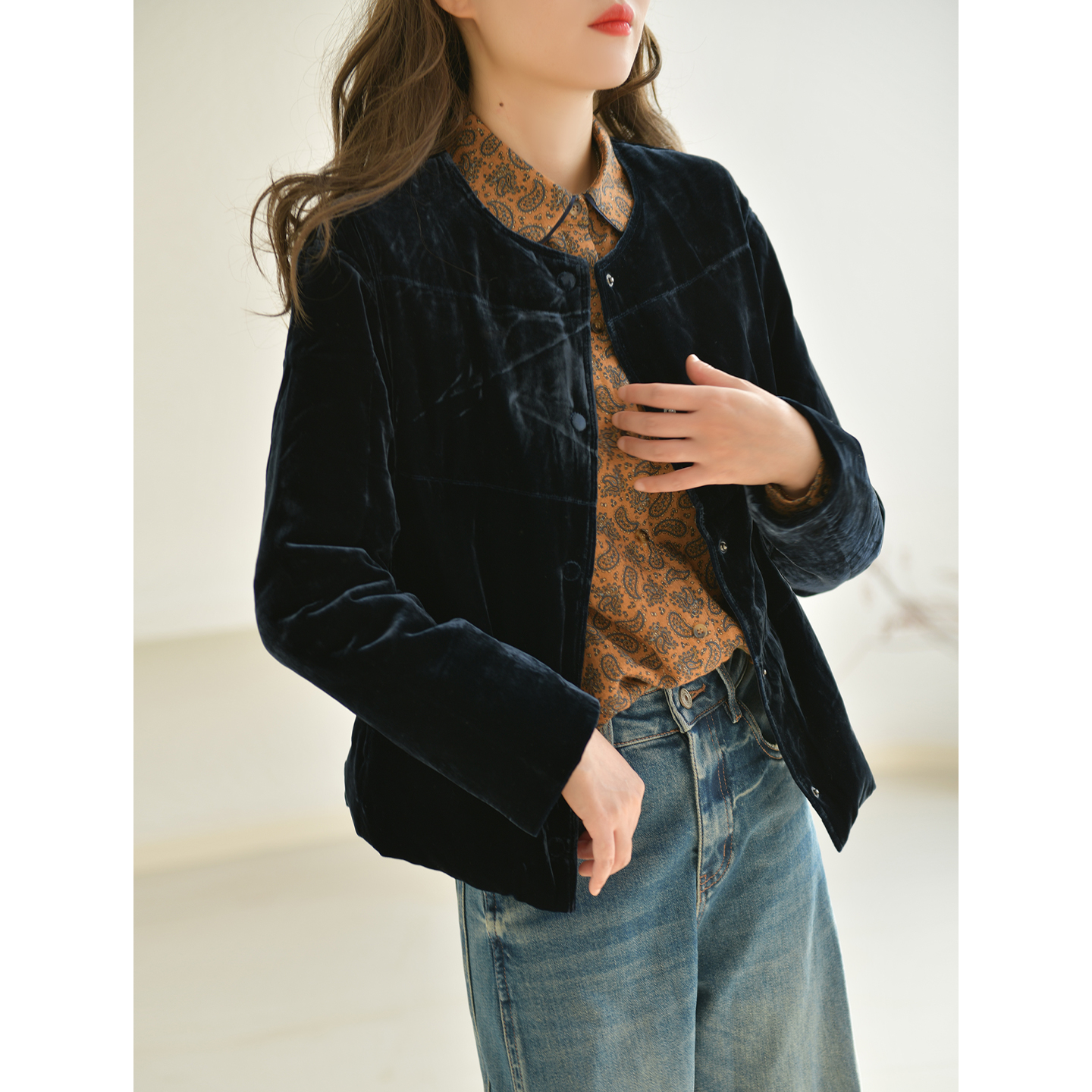 GESGOO轻薄轻暖真丝丝绒鹅绒服