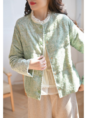 GESGOO绿色烫金丝绒圆领羽绒服