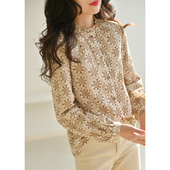 GESGOO加绒加厚保暖衬衫 木耳领 内搭立领衬衣法式 女长袖 秋冬打底衫