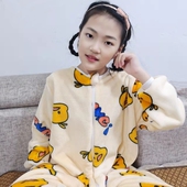 儿童睡袋春秋款 中大童加厚法兰绒婴儿宝宝分腿小孩连体睡衣防踢被