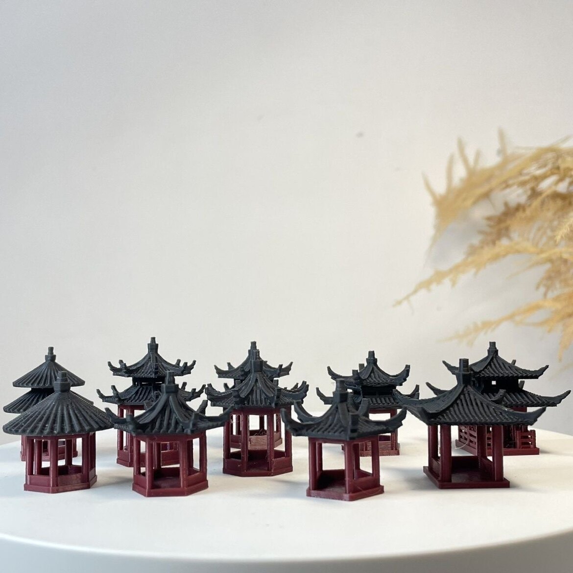 盆景微景观假山水陆缸鱼缸造景小摆件中式古建筑模型庭院书房凉亭