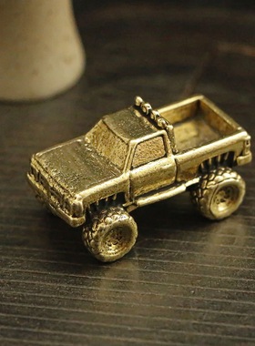 黄铜皮卡越野车模型摆件创意复古做旧工艺装饰品桌面奇趣文创摆件