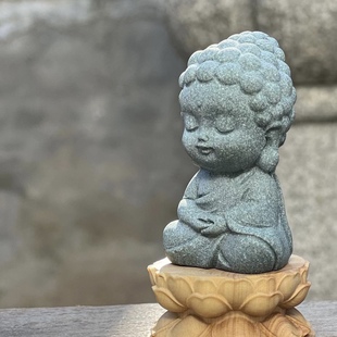 仿青石佛像Q版如来佛鱼缸造景创意卧佛装饰禅意摆件静心茶宠礼物