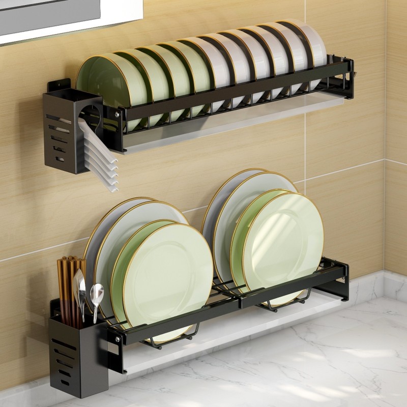 厨房碗架碗碟收纳置物架免打孔壁挂式墙上沥水篮盘子碗盘碗筷餐具