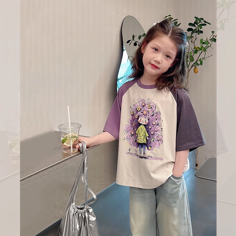 小排靓女童洋气韩版短袖夏季T恤