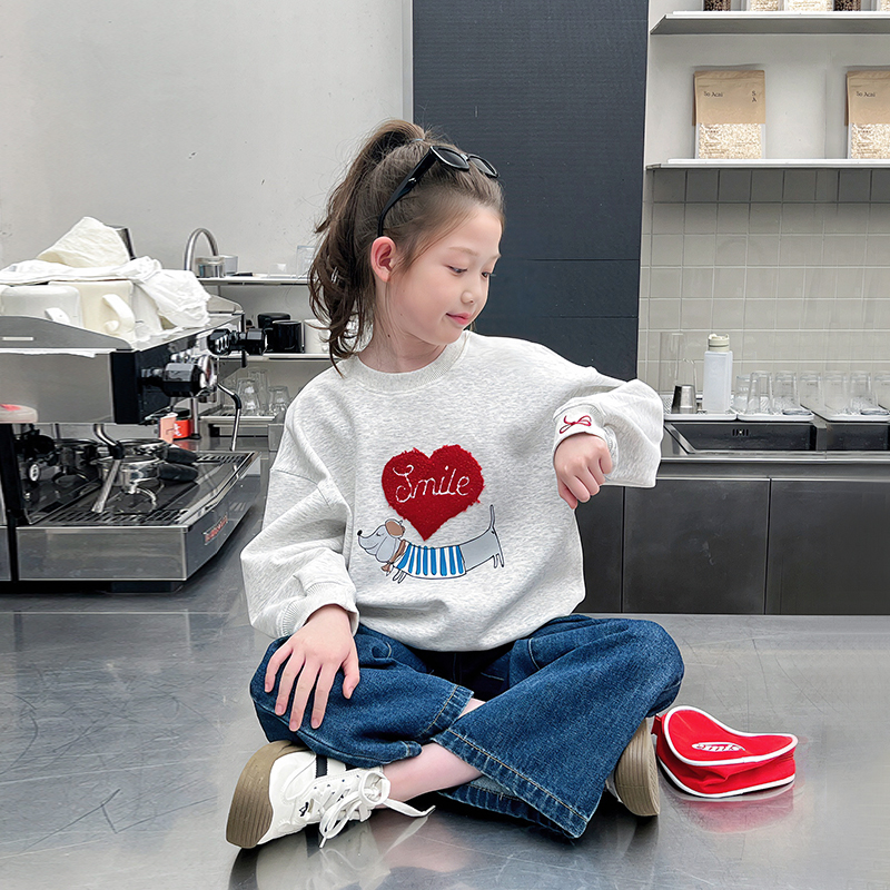 儿童落肩宽松卫衣女童洋气长袖上衣大童装网红潮搭2025春秋装新款