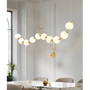 饰灯 餐厅吊灯轻奢创意设计师岛台灯珍珠项链奶油装 凯乔 魔豆法式