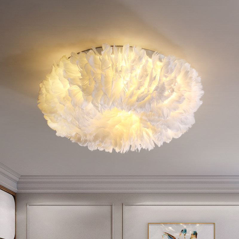 凯乔 羽毛吸顶灯 后现代创意个性卧室书房浪漫北欧设计师ins风