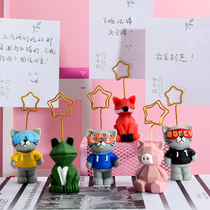 Cartoon message clip cute note clip Vertical Animal resin tabletop ornament office business card photo decoration